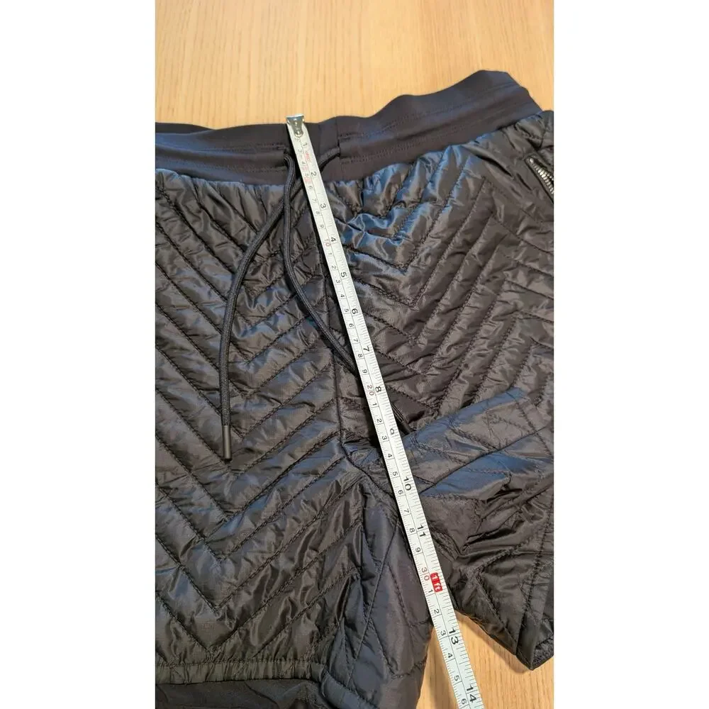 Athleta Apres Ski Shorts Womens 4 Black Quilted Nylon Wide Leg Relaxed Fit